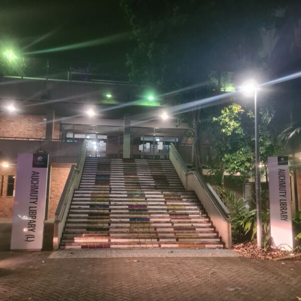 Stairs leading to the Auchmuty Library